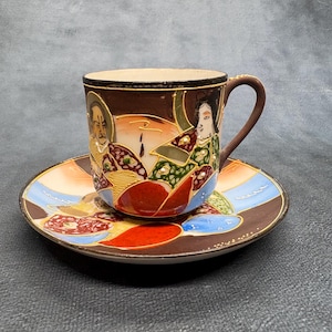 Japanese Hand Painted Moriage / Satsuma Cup and Saucer