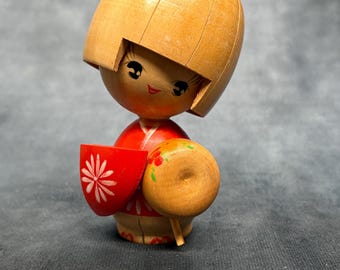 Ishida Waichi Kokeshi Doll, Vintage Wooden Sosaku Kokeshi, Hand