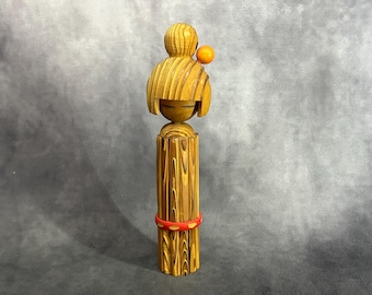 Creative Kokeshi Doll, Vintage Wooden Sosaku Kokeshi, Hand Made Folk Art From Japan