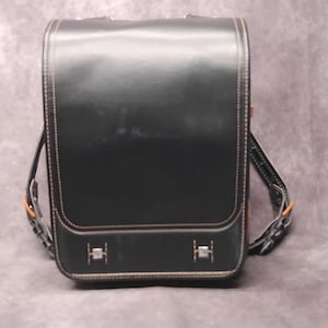 Sac à dos Randoseru, sac Randoseru japonais noir et beige à coutures serrées, cartable japonais noir - Wanapakugumi