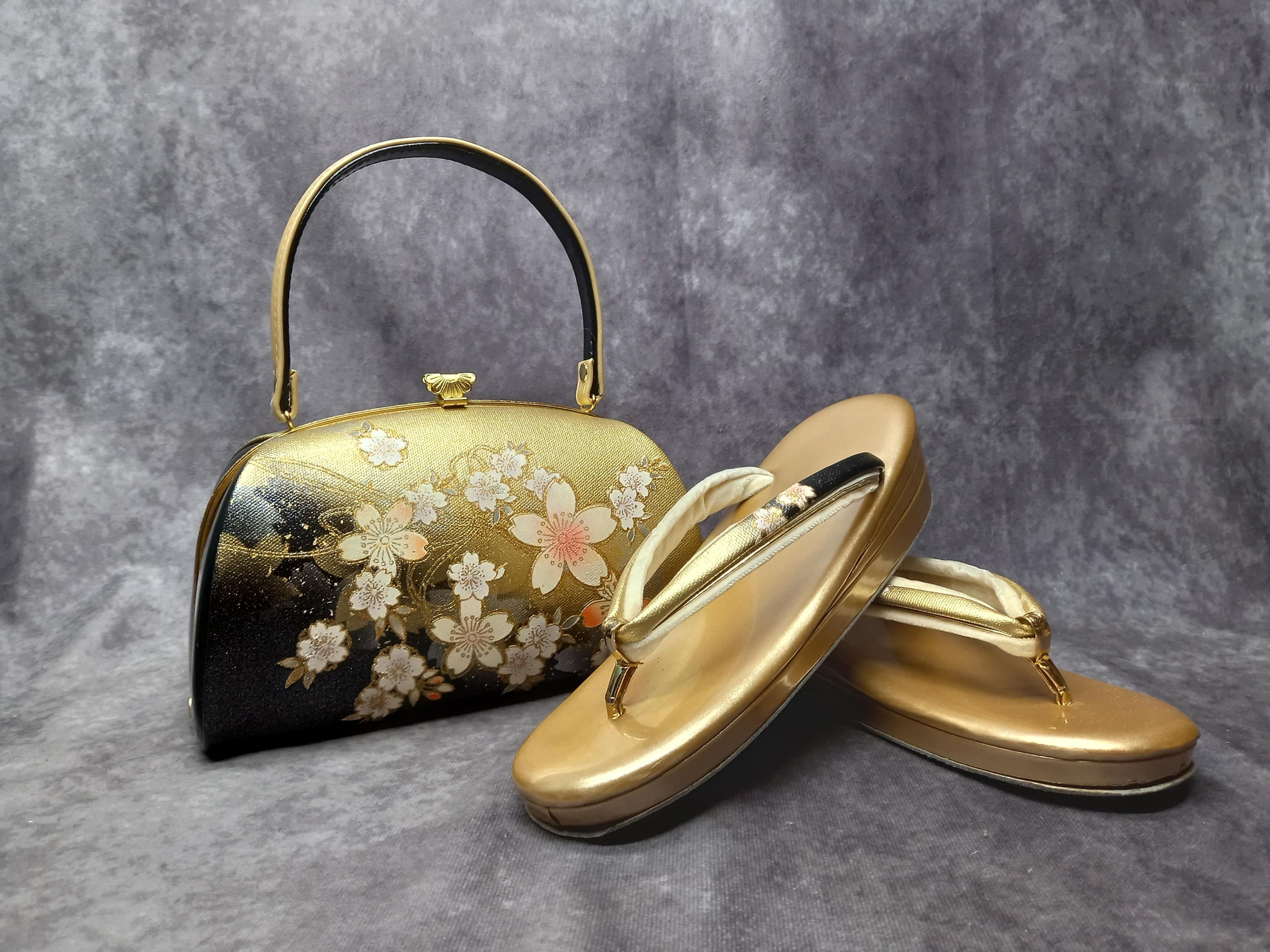 小物 zuotengguonori Premium Zanmai Furisode Bag With Matching Zori Sandals Set Luxury