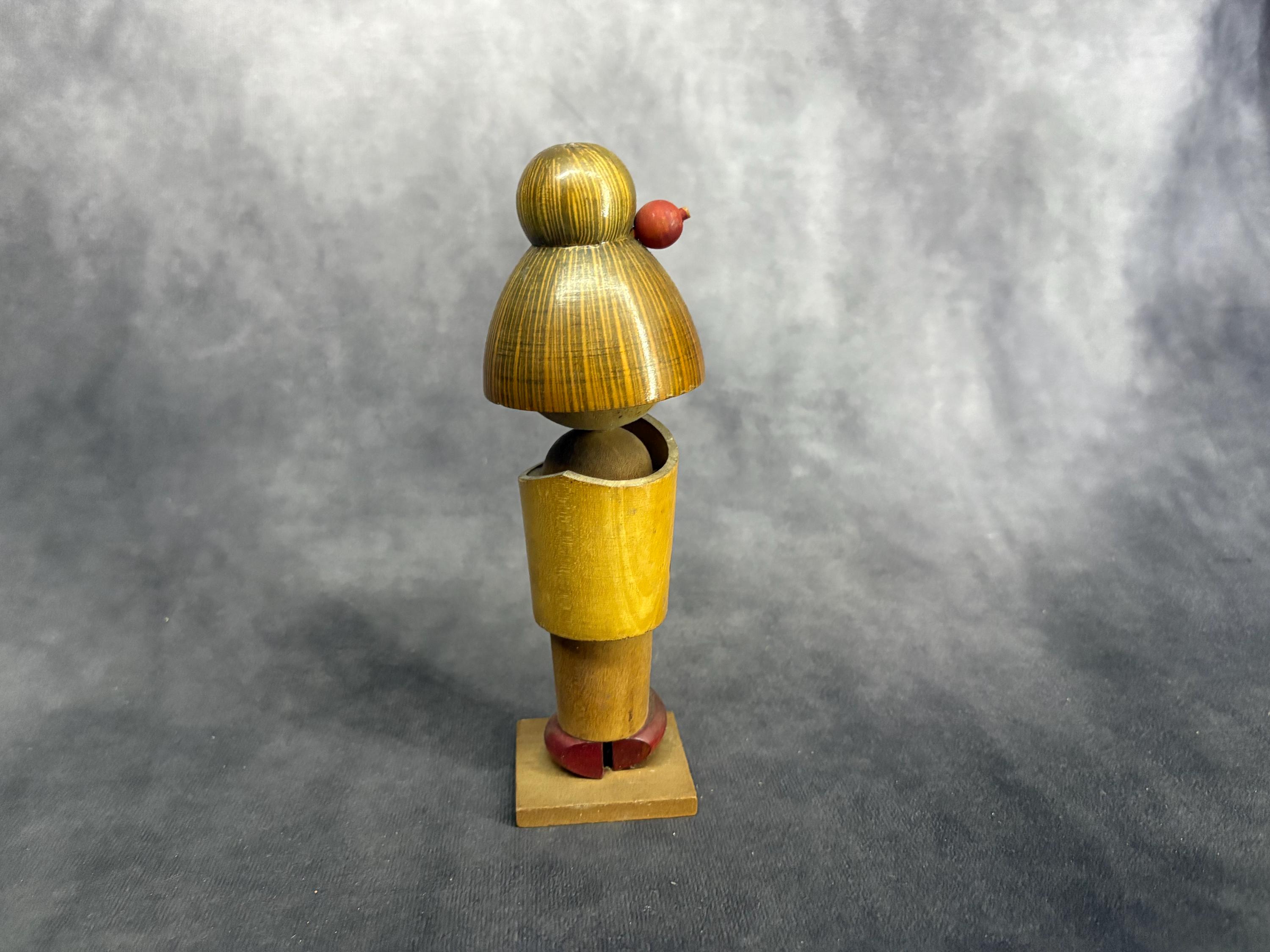 山川勇創作こけし、ヴィンテージ木製創作こけし、日本の手作り民芸品