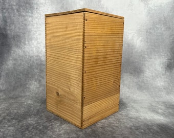 Scatola portaoggetti alta in legno vintage giapponese, scatola portaoggetti con coperchio