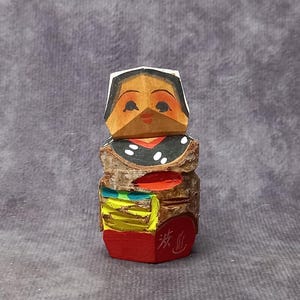 Hand Carved Wooden Figure, Hand Made Folk Art From Japan