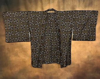 Kimono Haori japonés, bata de kimono marrón chaqueta de kimono vintage