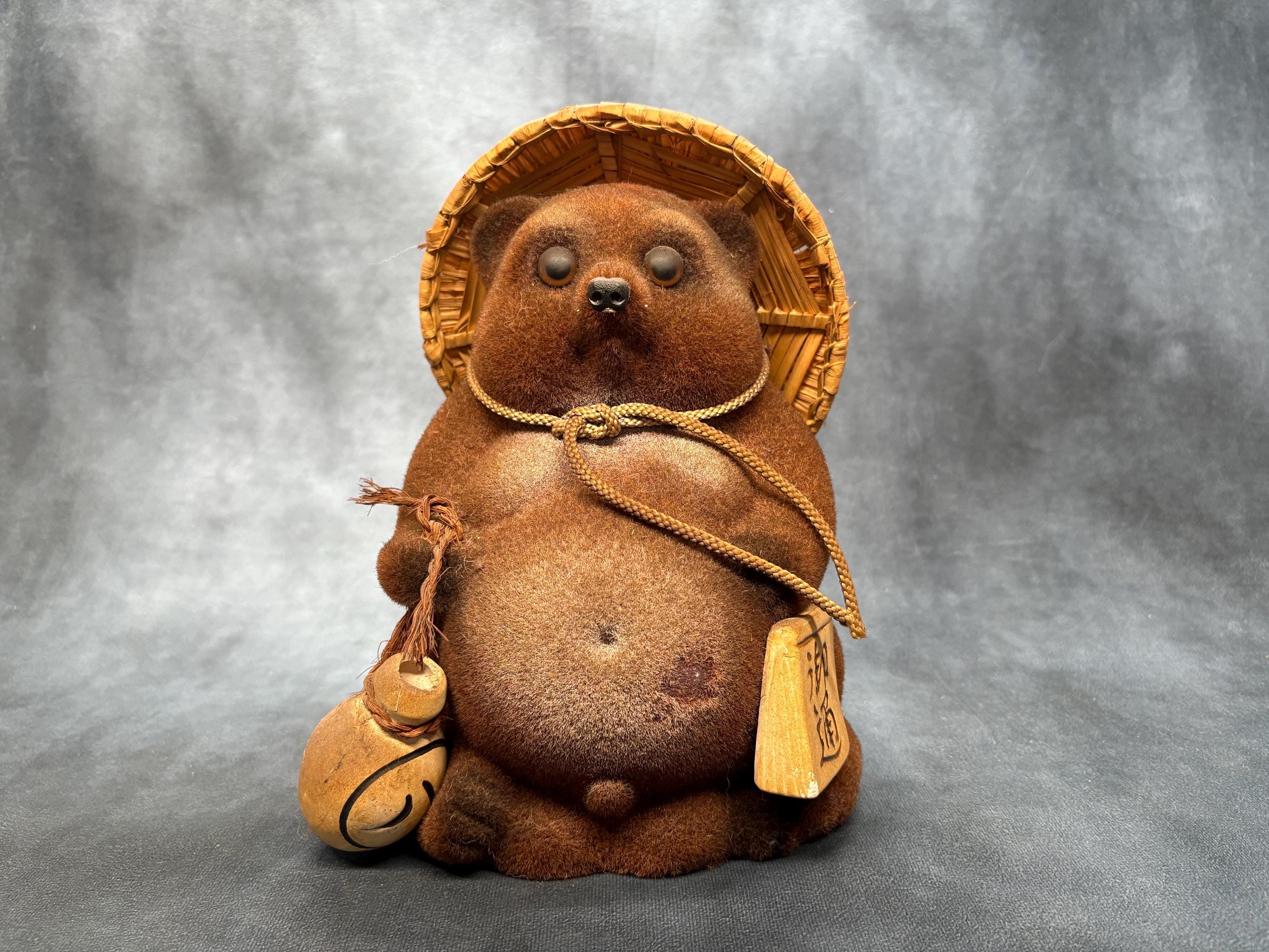 Ｋ－ｔａｎｕｋｉ Japanese Tanuki Raccoon Fur Covered Porcelain Raccoon Dog Tokkuri