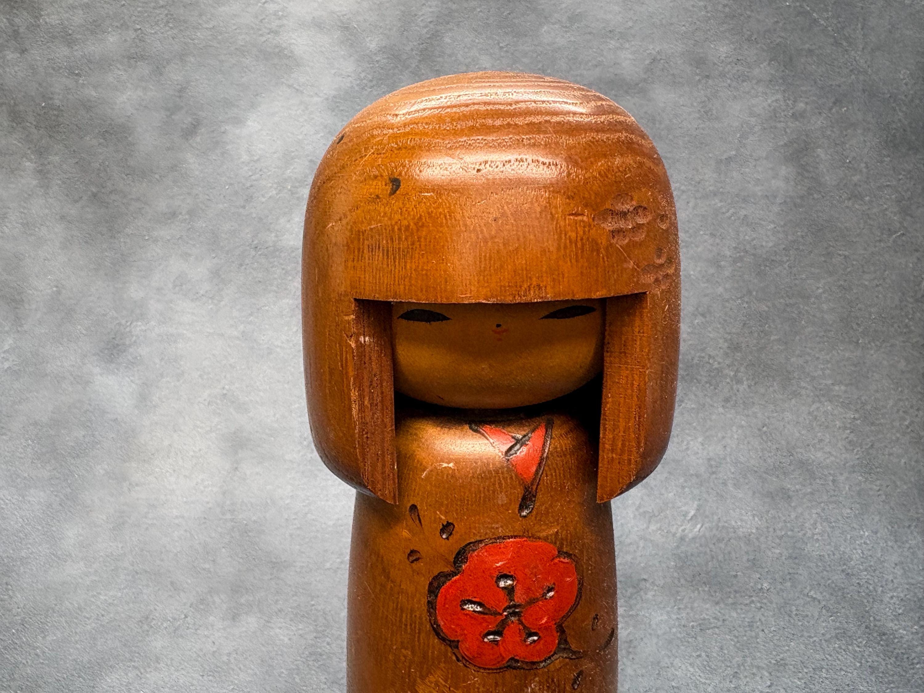岡本卯三郎創作こけし、ヴィンテージ木製創作こけし、日本の手作り民芸