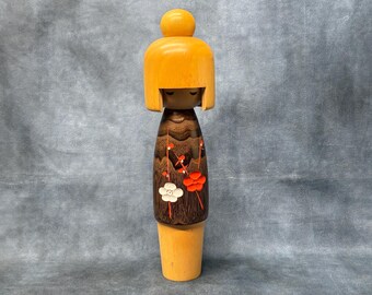Large Okamoto Usaburo Creative Kokeshi Doll, Vintage Wooden Sosaku Kokeshi, Hand Made Folk Art From Japan 35.5cm