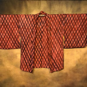 Japanese Haori Kimono, Red Kimono Robe, Vintage Kimono Jacket