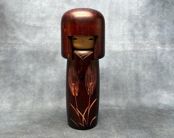 山川勇創作こけし、ヴィンテージ木製創作こけし、日本の手作り民芸品