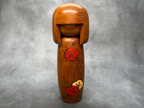 岡本卯三郎創作こけし、ヴィンテージ木製創作こけし、日本の手作り民芸