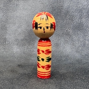 Miniature Kokeshi Doll, Vintage Japanese Wooden Kokeshi, Hand Made Folk Art From Japan
