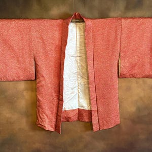 Japanese Shibori Haori Kimono, Red Silk Lined, Kimono Robe Vintage Kimono Jacket Shobori (Tie Dye)