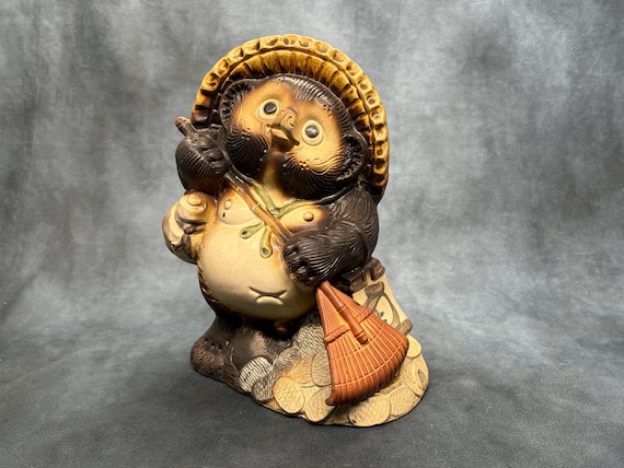 Japanese Tanuki Raccoon Dog, Tokkuri Bottle Vintage Porcelain