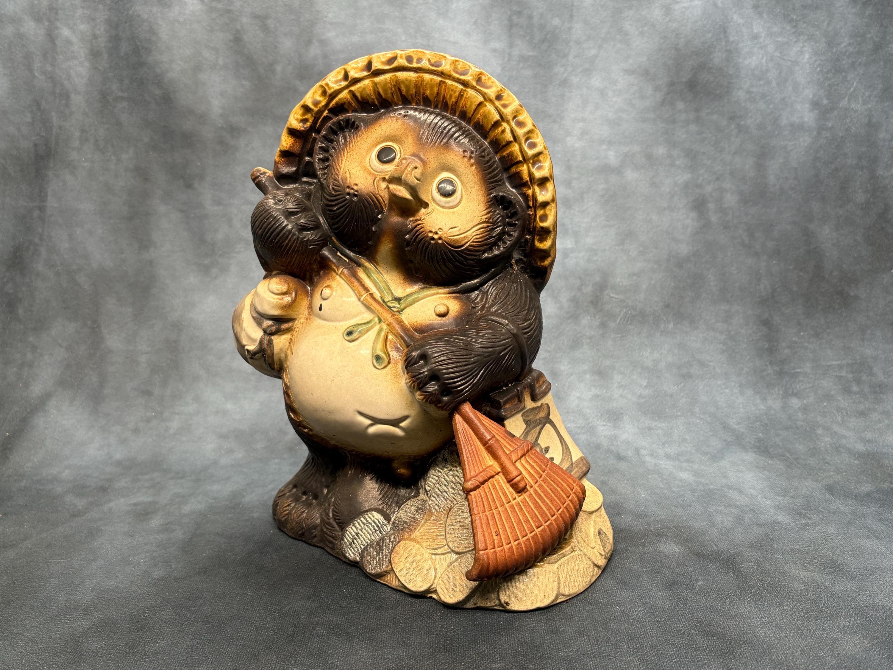 Japanese Tanuki Raccoon Dog, Tokkuri Bottle Vintage Porcelain