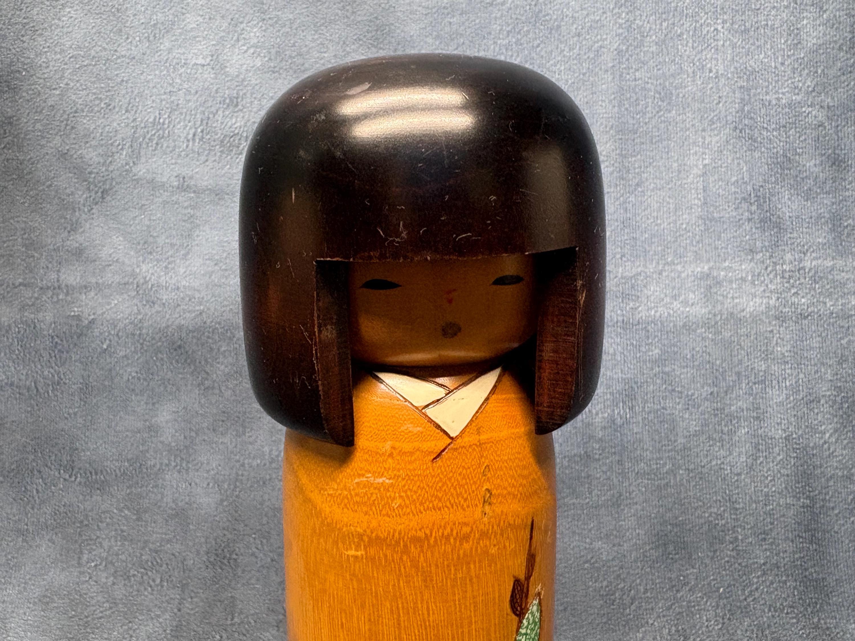 岡本卯三郎創作こけし、ヴィンテージ木製創作こけし、日本の手作り民芸