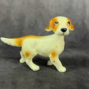 Vintage Porcelain Dog, Movable Head Circa 1960’s Norcrest Japan, Rare Novelty Cartoon Style Figurine