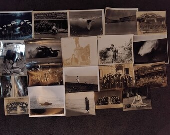 Lot de 20 photographies grand format, principalement des photographies japonaises de format A4, divers sujets, photographies vintage