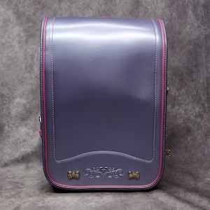 Sac à dos Randoseru, violet métallique avec bordure rose Sac Randoseru japonais à coutures serrées, cartable japonais violet