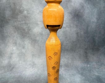関口東亜こけし、ヴィンテージ木製創作こけし、日本の手作り民芸品