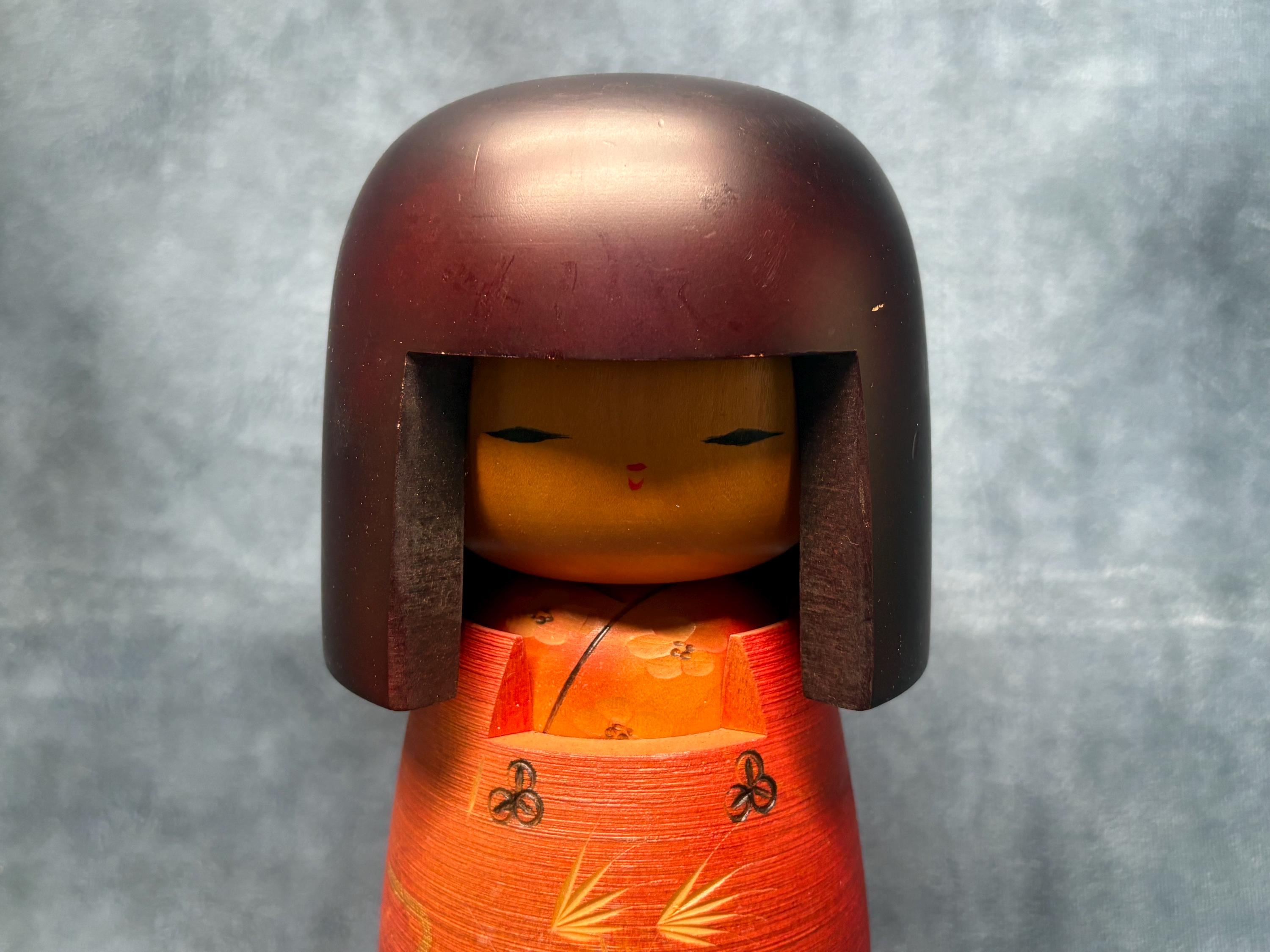 Ancienne Poupée Japonaise Kokeshi Tsuchiyu Artisanale Signée – Bois – Années 1960 – Collection