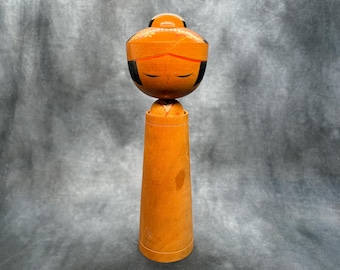 Large Heavy Creative Kokeshi Doll, Vintage Wooden Sosaku Kokeshi, Hand Made Folk Art From Japan c1970’s