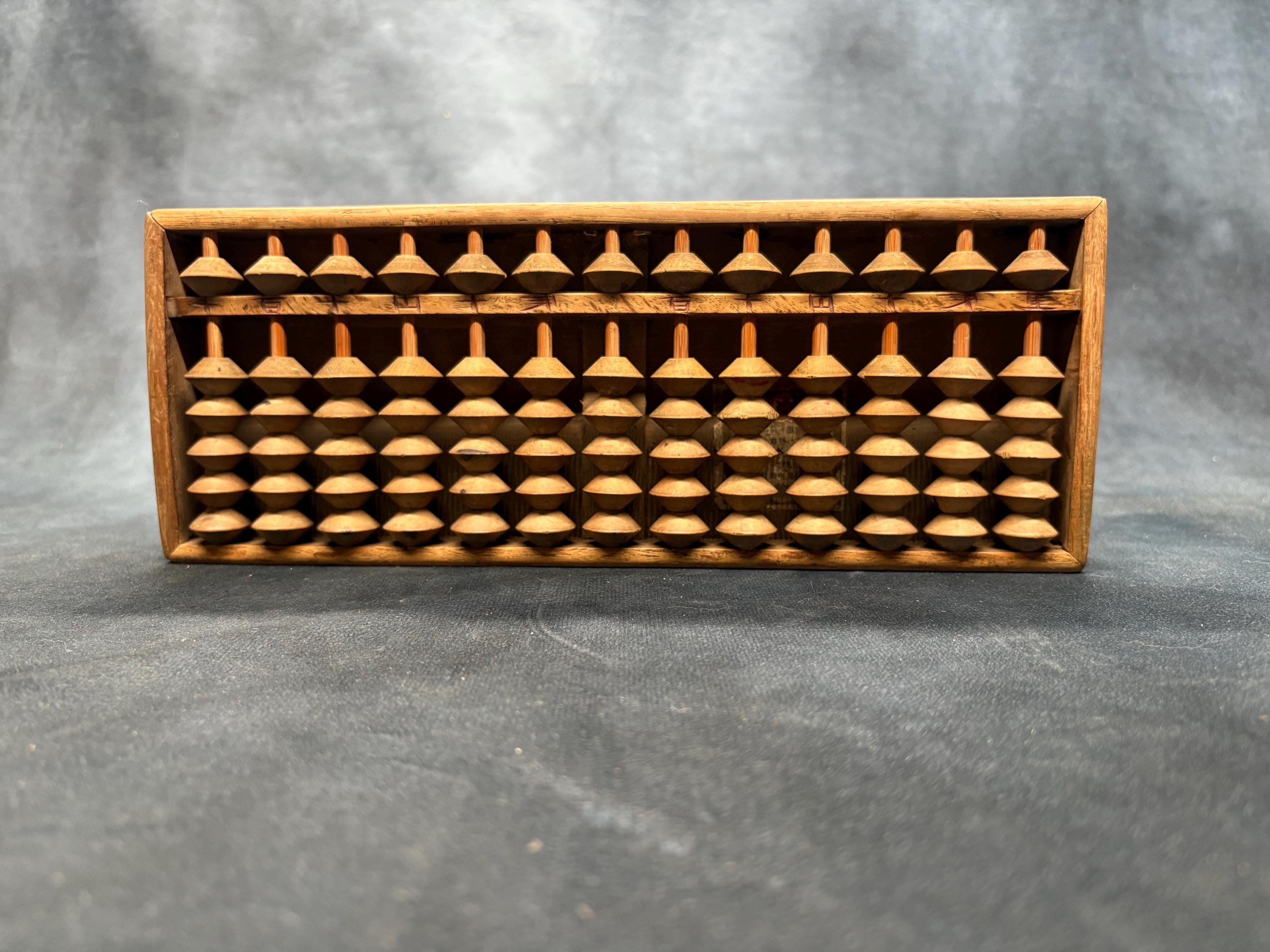 Large Vintage Japanese Soroban Wooden Abacus 13 Row, Rustic Abacus