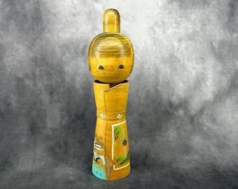 Creative Kokeshi Doll, Vintage Wooden Sosaku Kokeshi, Hand Made Folk Art From Japan