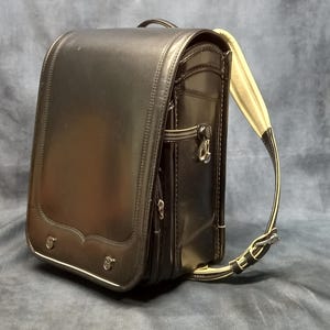 Randoseru Backpack, Black Japanese Tight Stitch Randoseru Bag, Black Rucksack