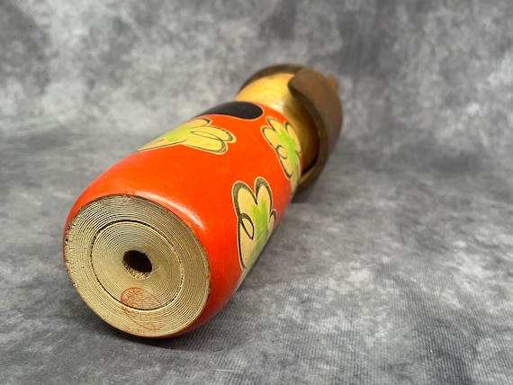 柴田英子 創作こけし、ヴィンテージ木製創作こけし、日本の手作り民芸