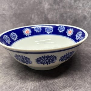 Large Porcelain Bowl, Blue and White Picture Bowl, Vintage Japanese Pottery Bowl