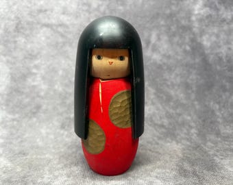 関口三作こけし (21 cm/8.3 インチ)、ヴィンテージ日本の創作木製人形