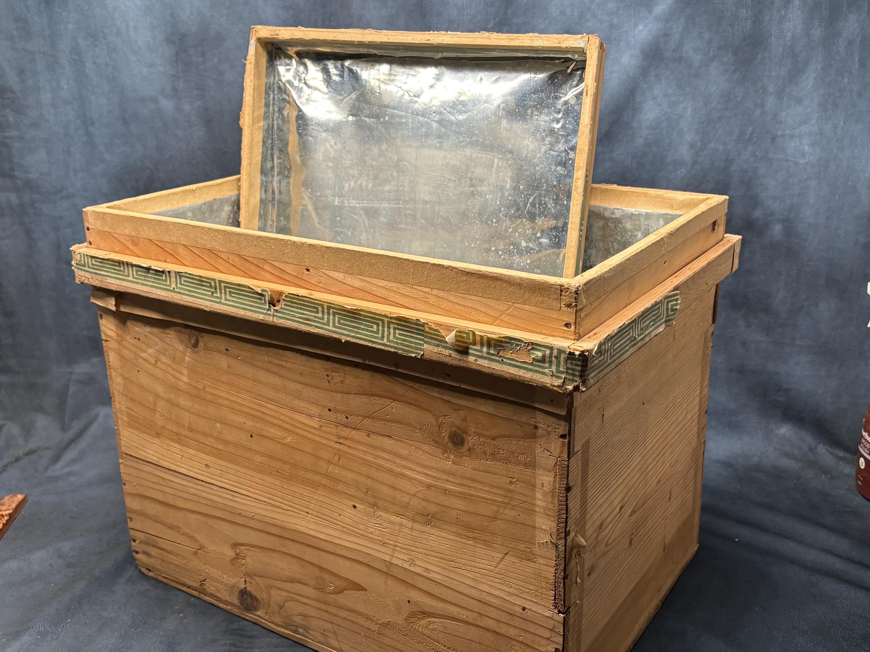 Old Japanese Tea Chest, Zinc Lined Wooden Storage Box, Rustic