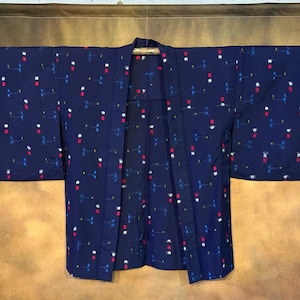 Japanese Haori Kimono, Blue Cotton Kimono Robe, Vintage Kimono Jacket
