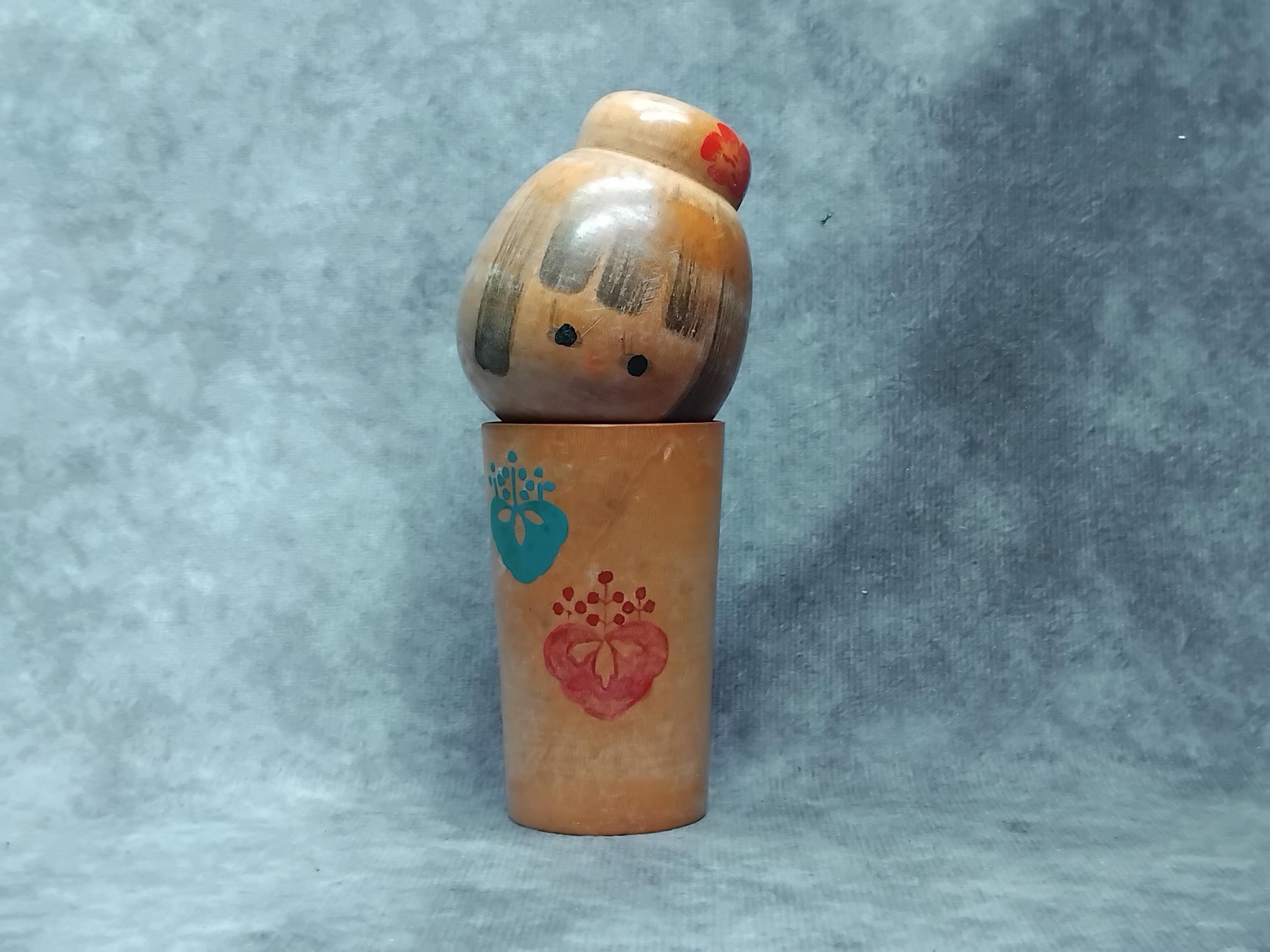 Creative Kokeshi Doll, Vintage Wooden Sosaku Kokeshi, Hand Made Folk Art From Japan