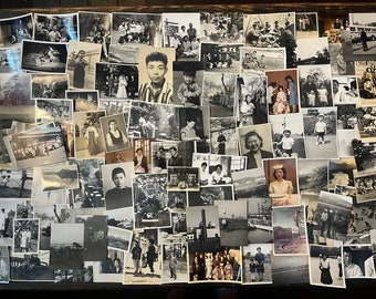 100 photographies vintage, collection de photographies en noir et blanc assorties, photographies japonaises vintages divers sujets, vers les années 50-70