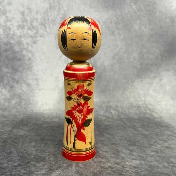 1988 Vintage Japanese Kokeshi Doll, Wooden Kokeshi, Hand Made Folk Art From Japan