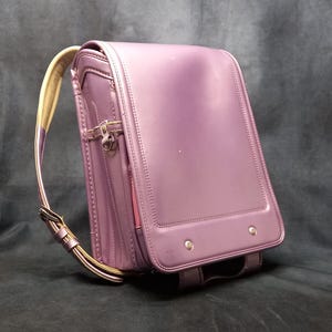 Sac à dos Randoseru, sac Randoseru japonais à coutures serrées violet métallisé, cartable japonais violet