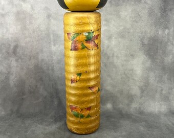 卯三郎 - 秋の花、創作こけし、ヴィンテージ木製創作こけし、日本製