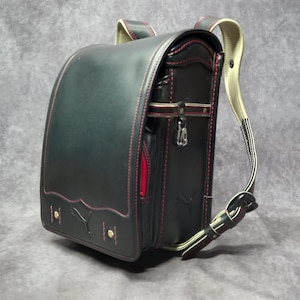 Randoseru Backpack, Black with Red Stitch Japanese Tight Stitch Randoseru Bag, Black Rucksack - PUMA