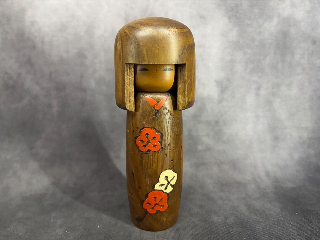 岡本卯三郎創作こけし、ヴィンテージ木製創作こけし、日本の手作り民芸