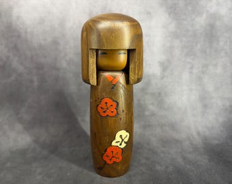 岡本卯三郎創作こけし、ヴィンテージ木製創作こけし、日本の手作り民芸
