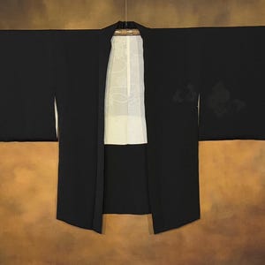 Kimono haori japonais, robe de chambre kimono violette doublée de soie, veste kimono vintage