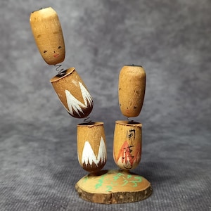 Miniature Kokeshi Doll, Vintage Japanese Wooden Kokeshi, Hand Made Folk Art From Japan