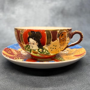 Japanese Hand Painted Moriage / Satsuma Cup and Saucer
