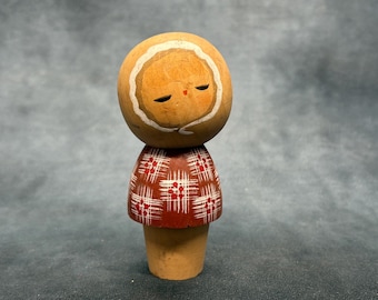 関口東亜こけし、ヴィンテージ木製創作こけし、日本の手作り民芸品