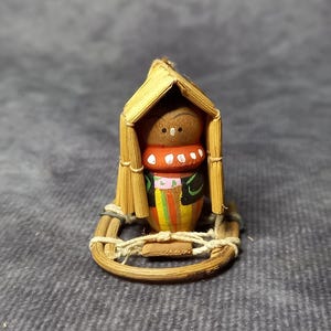 Miniature Kokeshi Doll, Vintage Japanese Wooden Kokeshi, Hand Made Folk Art From Japan