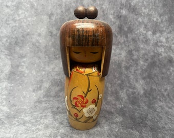 Kojo Tanaka Kokeshi Doll, Vintage Wooden Sosaku Kokeshi, Hand Made Folk Art From Japan