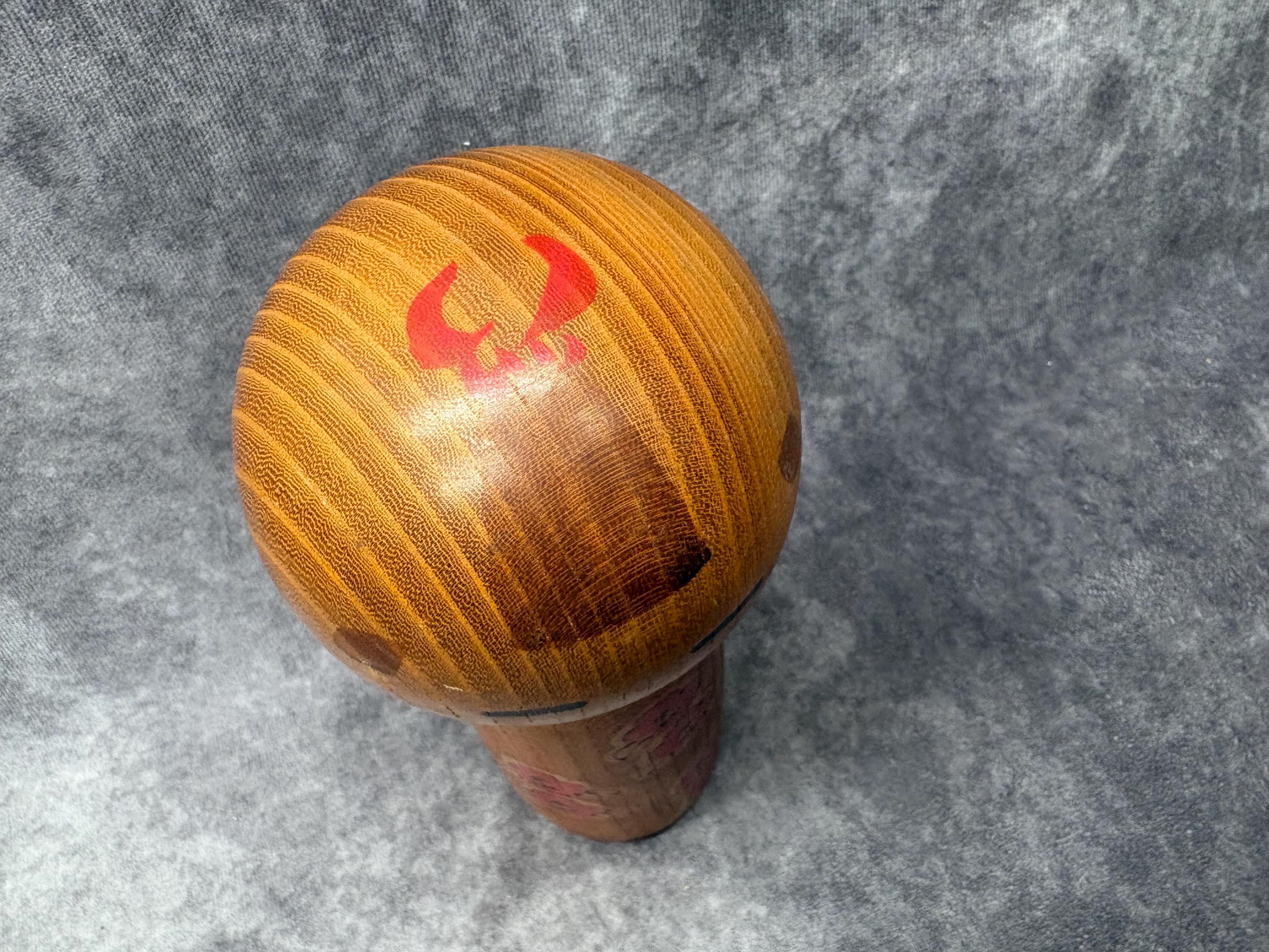 関口東亜こけし、ヴィンテージ木製創作こけし、日本の手作り民芸品