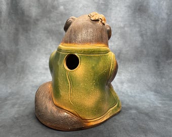 Large Japanese Tanuki Raccoon Dog, Good Fortune Vintage Porcelain
